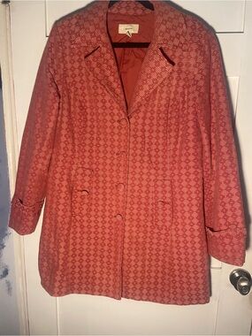 Merona pink geometric patterned mod pea coat.